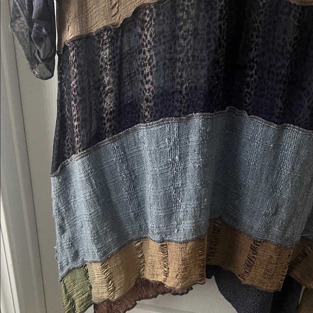 Patchwork Asymmetrical Button-Front Women's Dress… - image 8